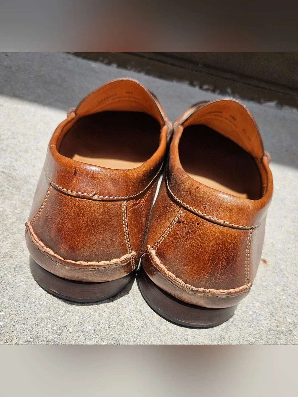 Martin Dingman Mens Shoes 12 M Brown Loafers Saddle Leather Pre-owned